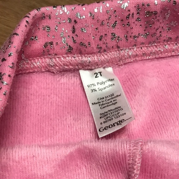 George leggings pink sparkly lined Baby Size 2T - Picture 2 of 4